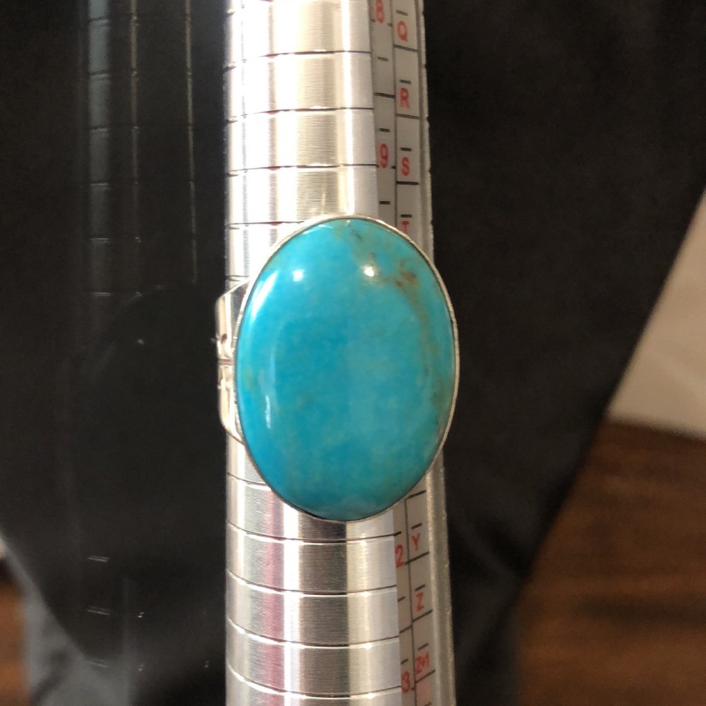JAY KING DTR Turquoise Sterling Silver Oval Cabochon Ring Sz 10-3/4